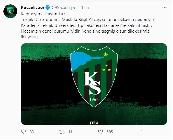 Mustafa Reşit Akçay hastaneye kaldırıldı